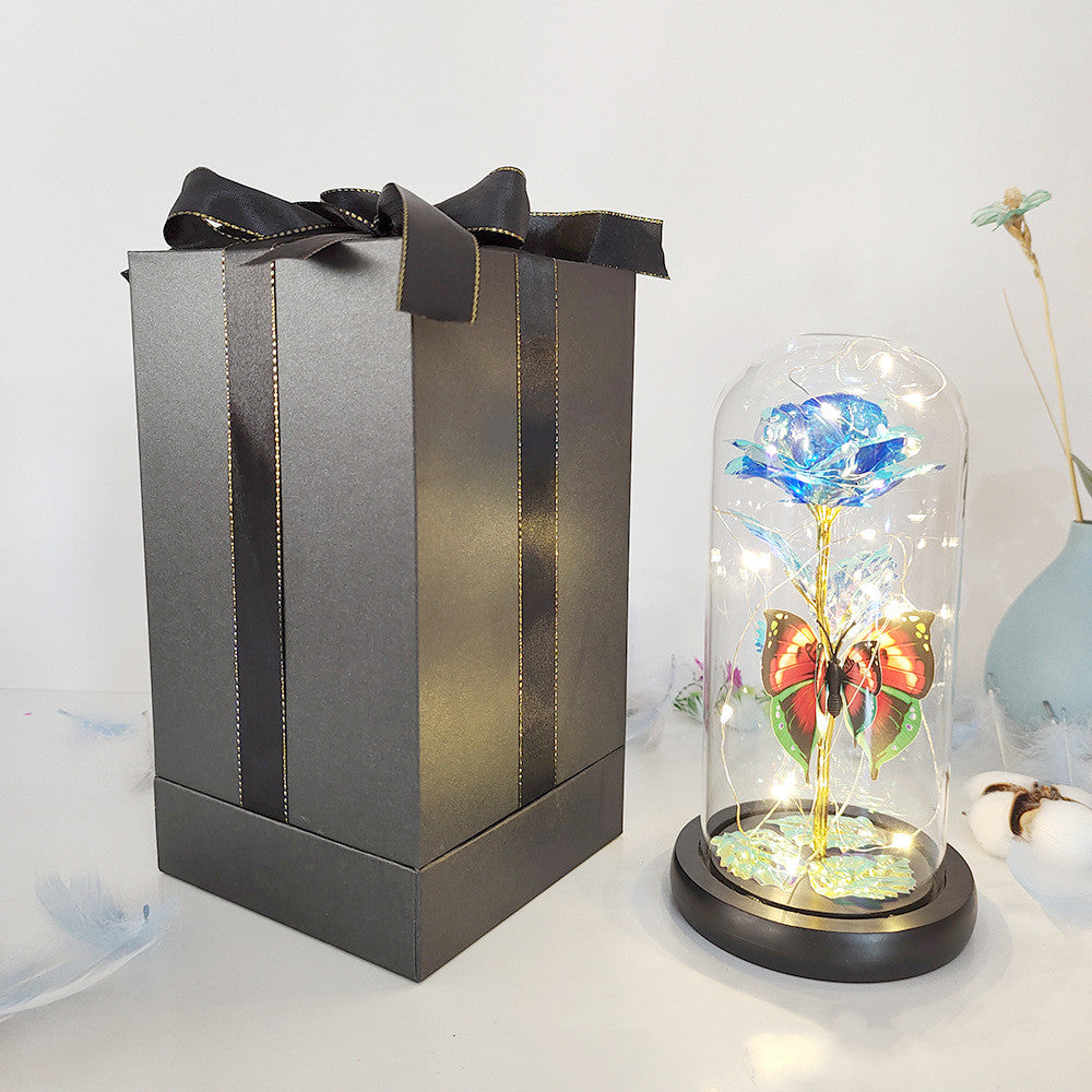 Eternal Rose LED Foil Flower in Glass Cover