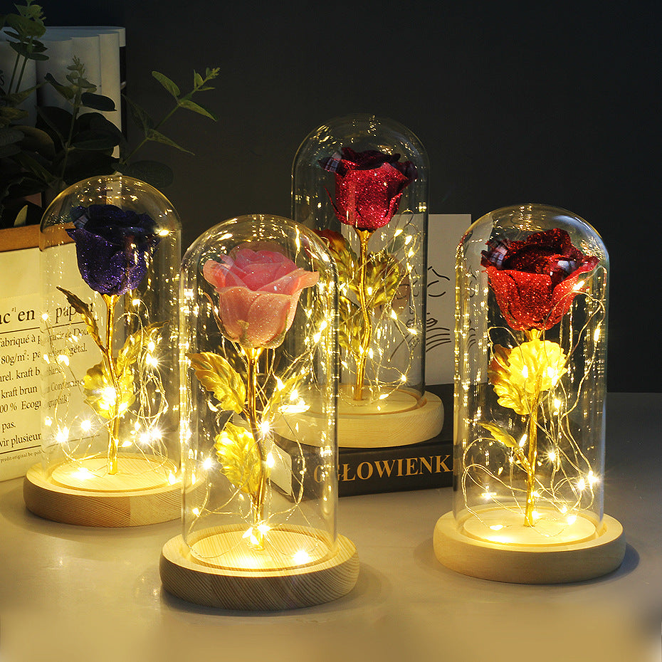 Eternal Rose with LED Light in Glass Cover
