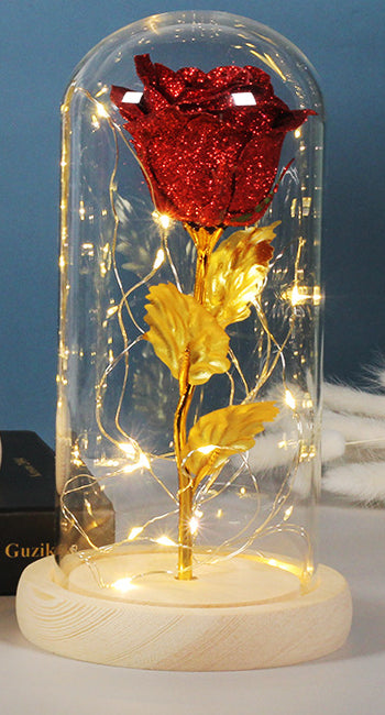 Eternal Rose with LED Light in Glass Cover