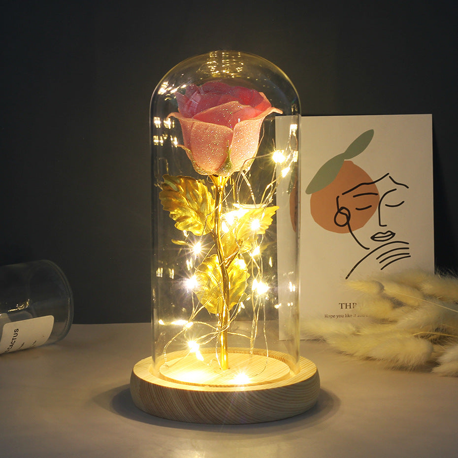 Eternal Rose with LED Light in Glass Cover