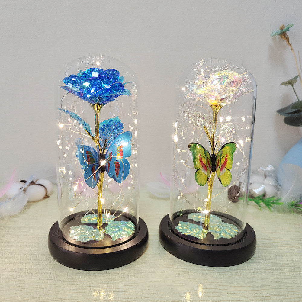 Eternal Rose LED Foil Flower in Glass Cover