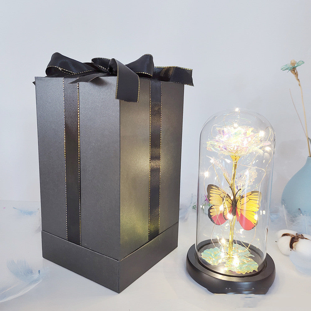 Eternal Rose LED Foil Flower in Glass Cover