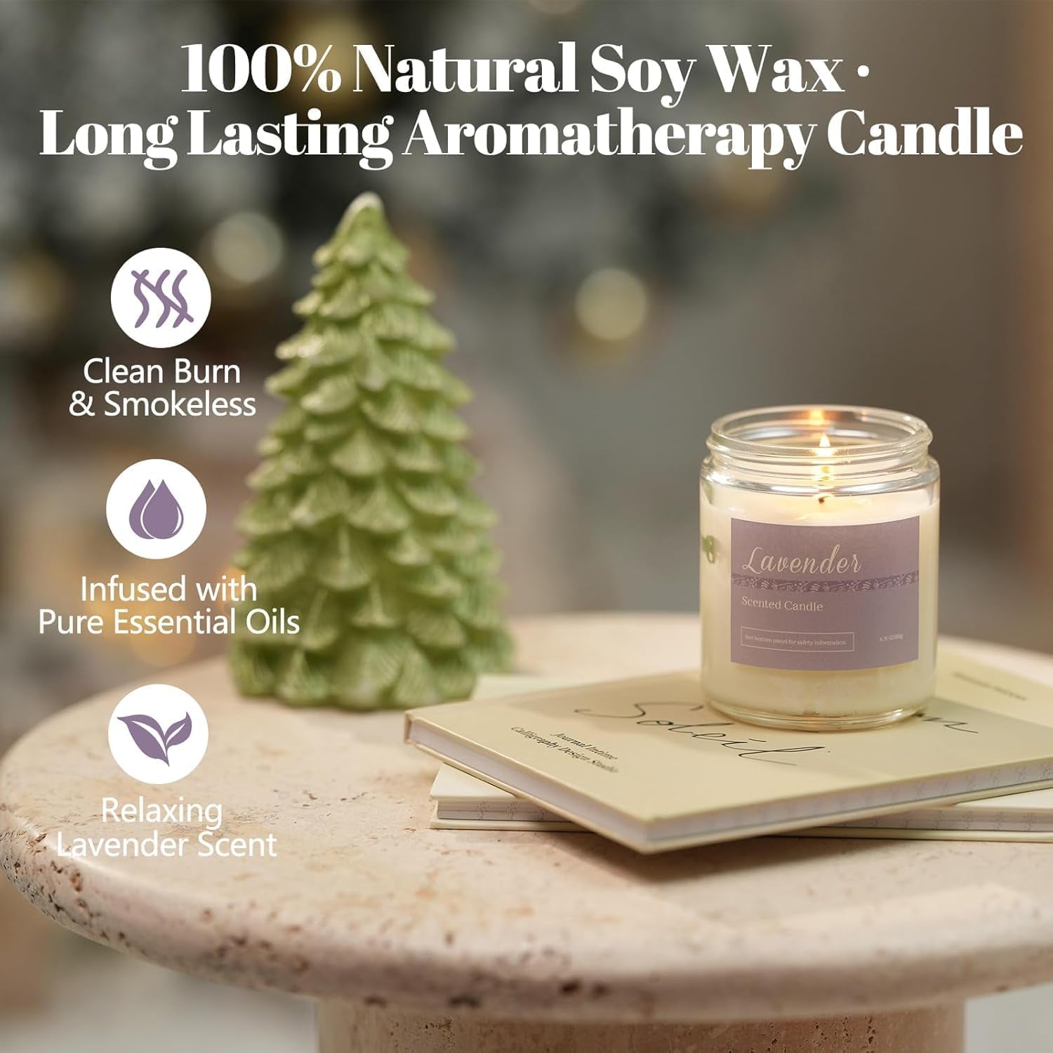 6 Pack Scented Candles Gift Set, Long Lasting Aromatherapy Candles for Home, 37.8 Oz 300 Hour Burn, Lavender Jasmine Vanilla Sage Sandalwood Rose Eucalyptus Mint, Gifts for Women