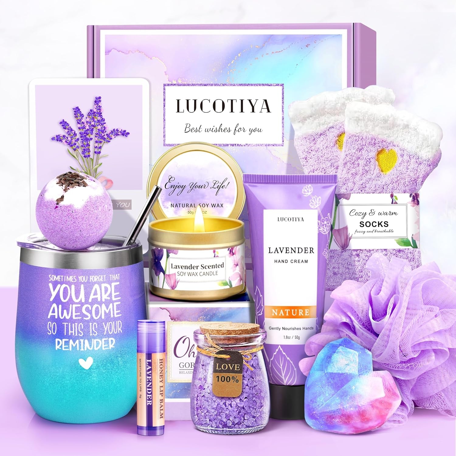 Birthday Gifts for Women, Gift Basket for Women Wine Tumbler Self Care Package Gifts for Women, Mom, Bestie, Her, Sister, Wife, Auntie, Thank You Gifts for Women, AM6ZL