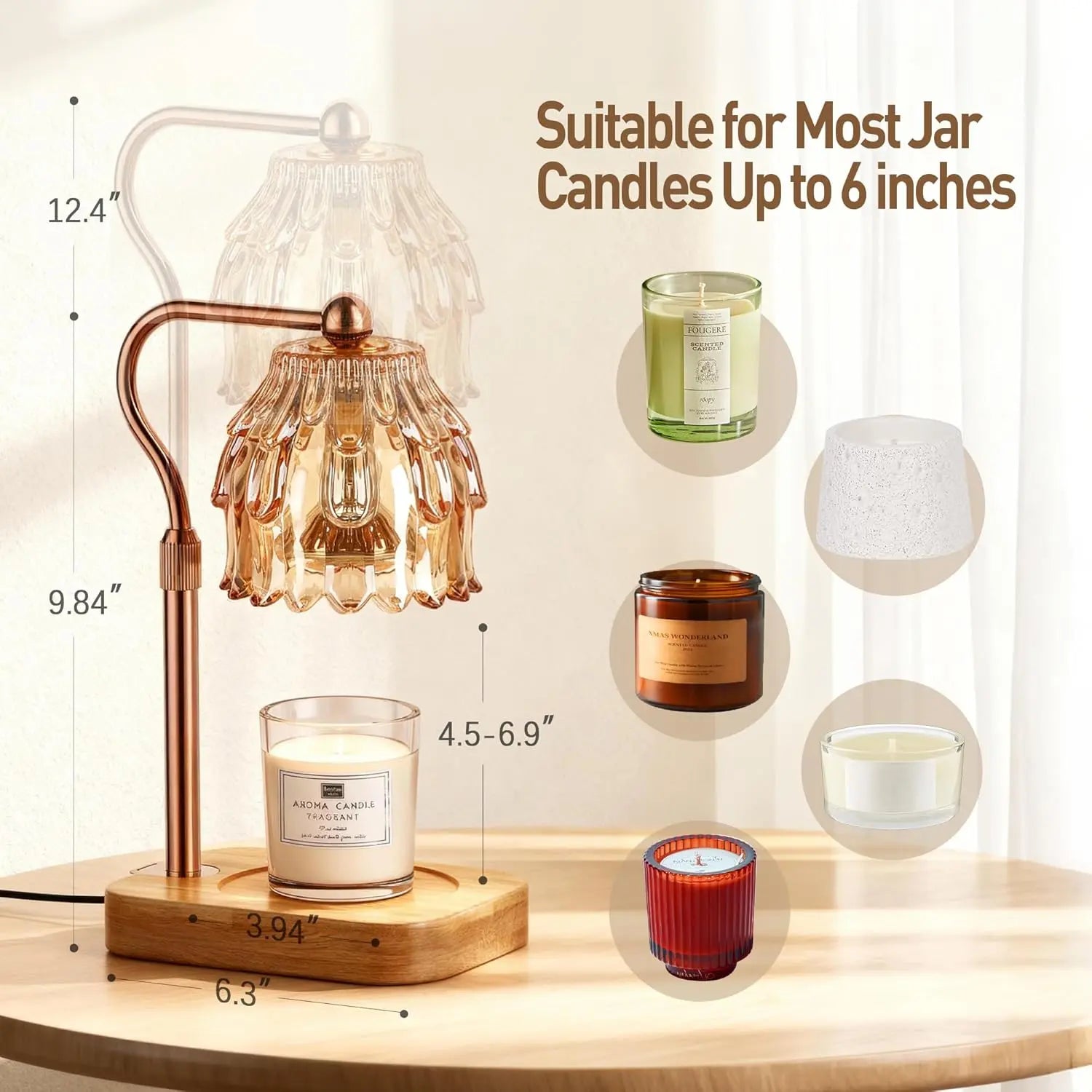 Candle Warmer with Timed Dimmer — Christmas Birthday Gift for Moms Electric Wax Melter Heater with Adjustable Height for Jar Candle Housings Warm Home Decor
