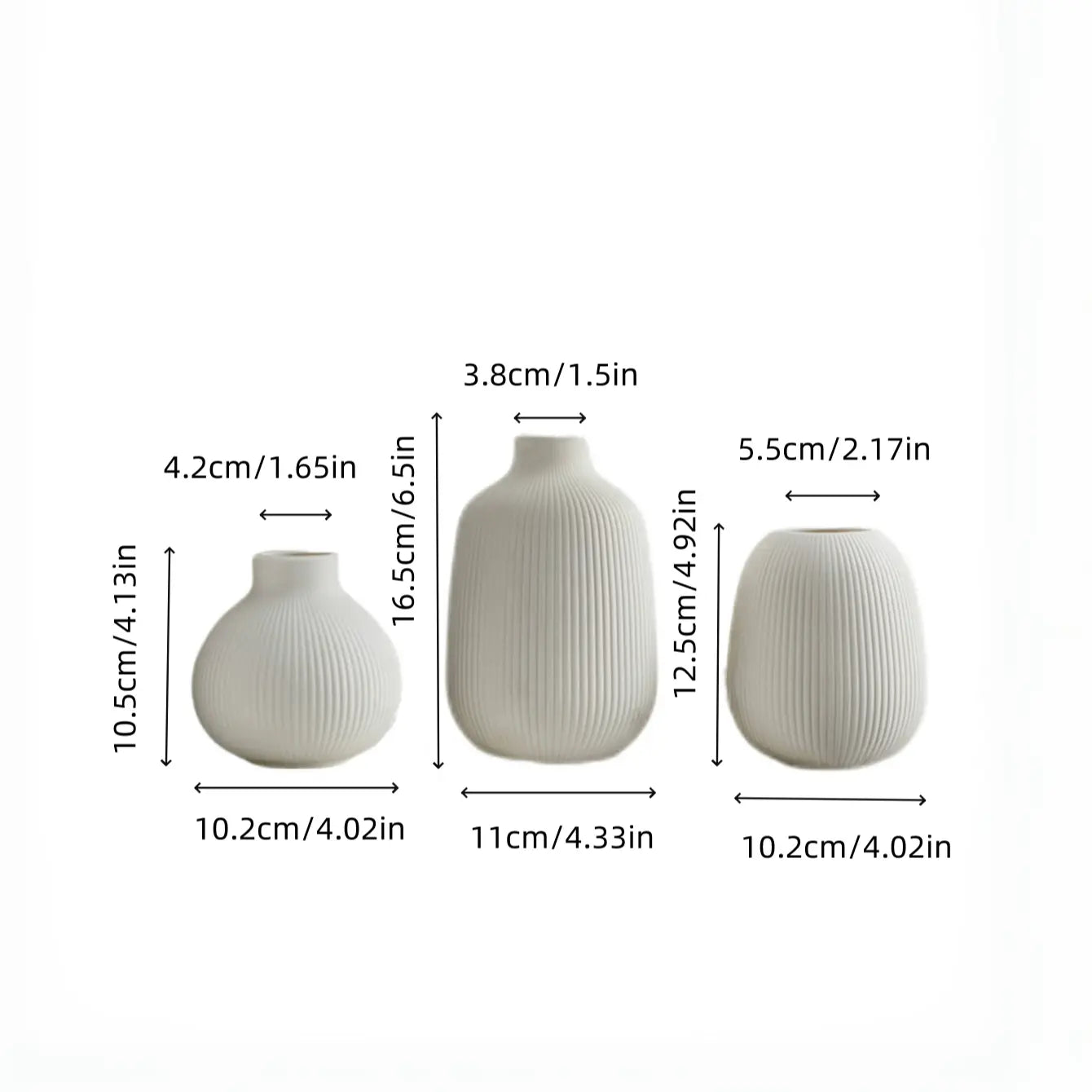 3Pc Ceramic Style Art Abstract Vase Set, Decorative Vase, Holds Water, Perfect for Flower Arrangements & Home Decor, Elegant Design